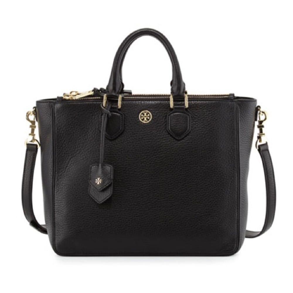 Tory Burch Robinson Pebbled Square Tote Bag